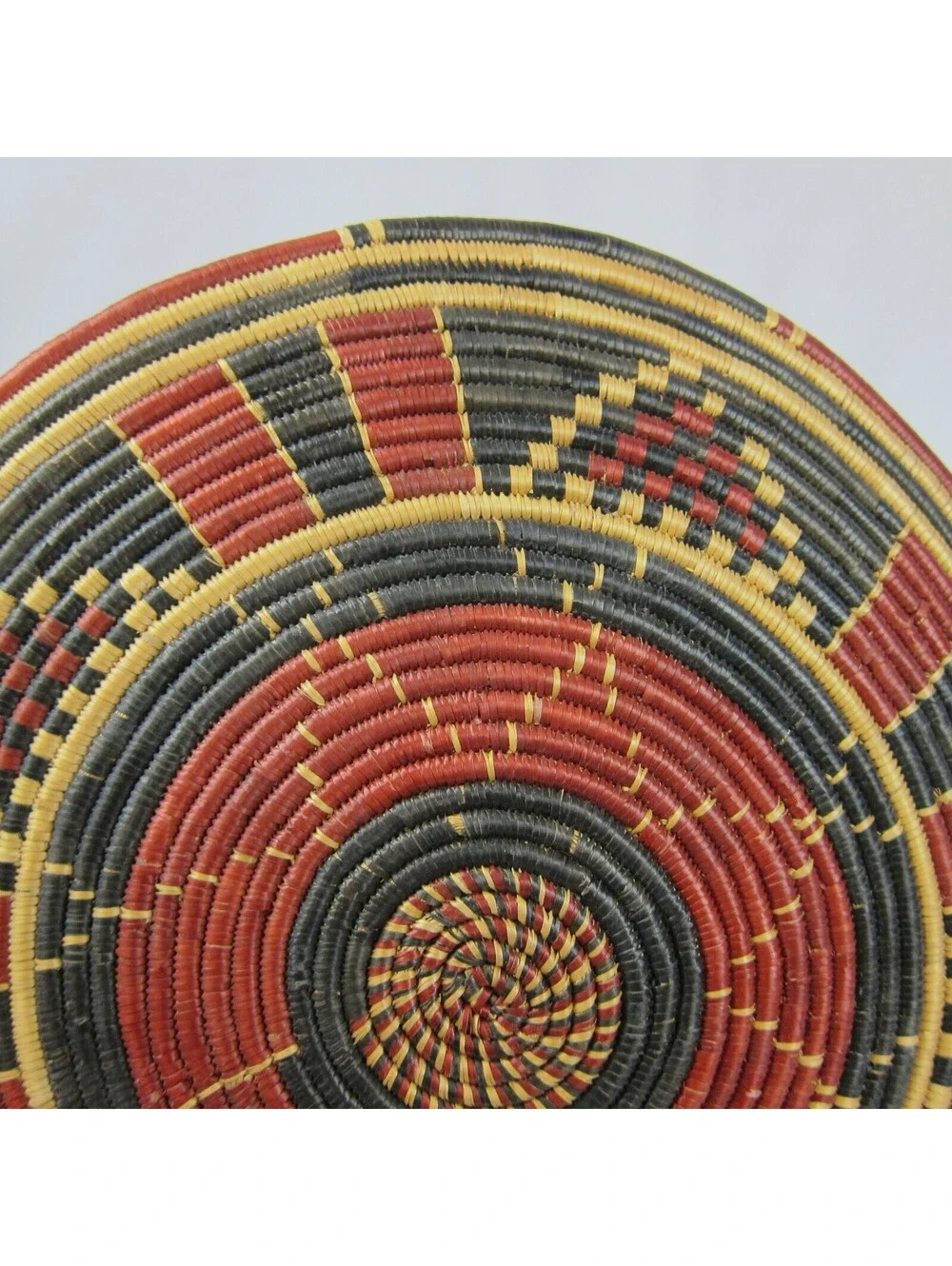 Vintage 1940s Native American Navajo Flat Polychrome Wedding Basket 9.75 inch